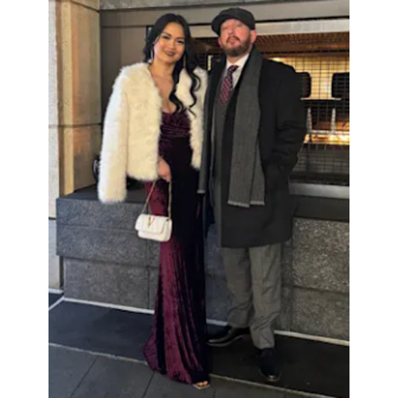 Lulus Plum Velvet Pleated Strapless Classy Sensation Maxi Dress Size M - Picture 12 of 14